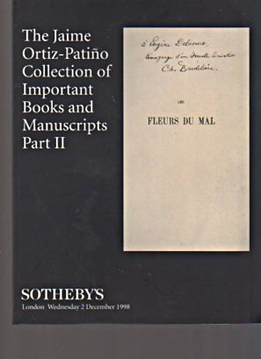 Sothebys 1998 Patino Coll Important Books & Manuscripts Pt II