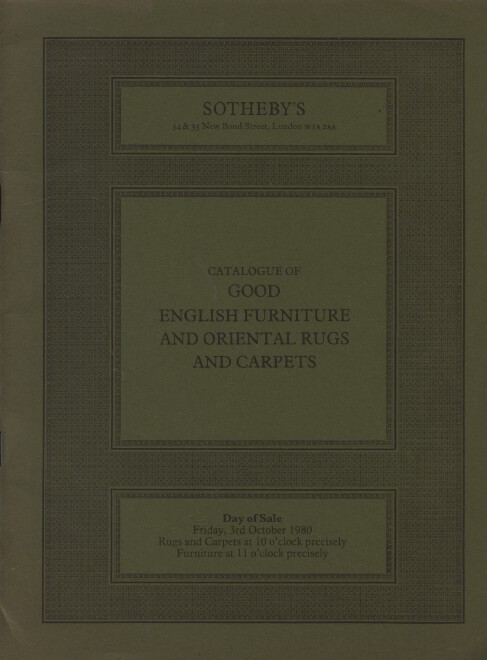 Sothebys October 1980 Good English Furniture and Oriental Rugs and Carpets