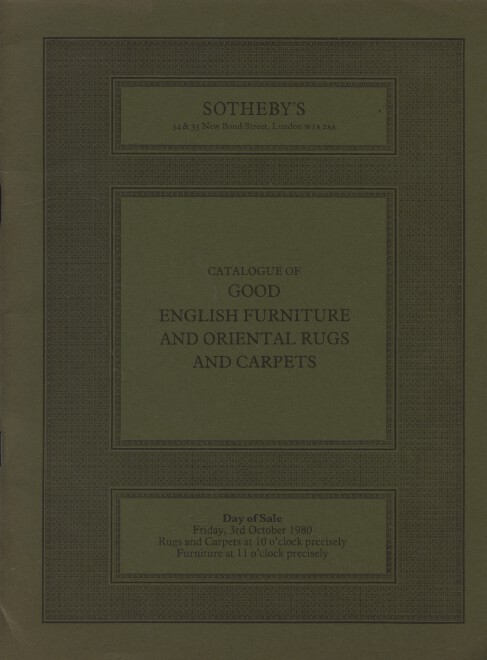 Sothebys October 1980 Good English Furniture and Oriental Rugs and Carpets