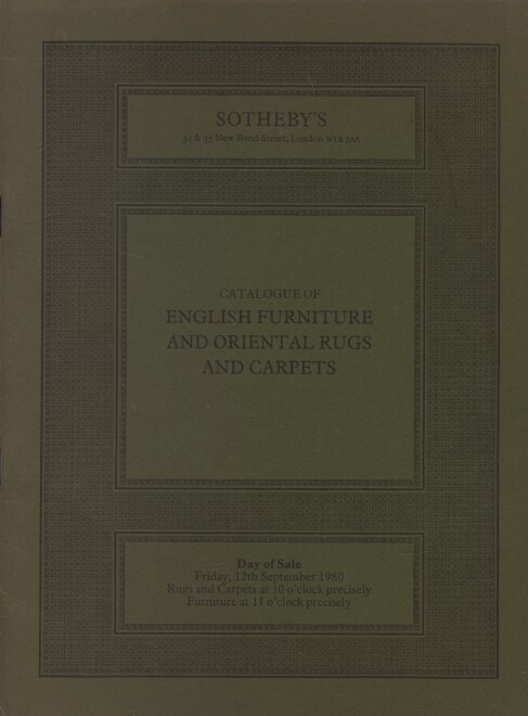 Sothebys September 1980 English Furniture and Oriental Rugs and Carpets - Click Image to Close