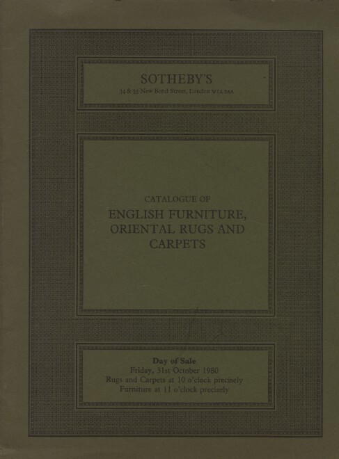Sothebys October 1980 English Furniture, Oriental Rugs and Carpets - Click Image to Close