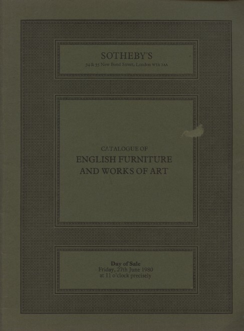 Sothebys June 1978 English Furniture, Works of Art and Oriental Rugs, Carpets