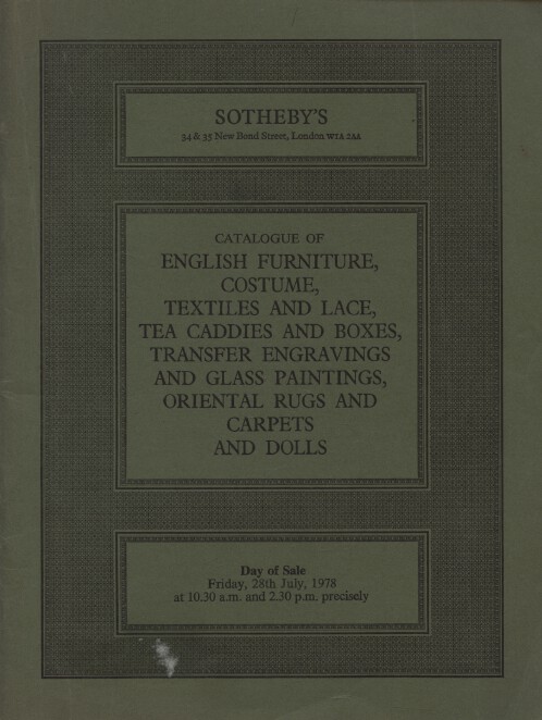 Sothebys July 1978 English Furniture, Tea Caddies & Boxes, Textiles