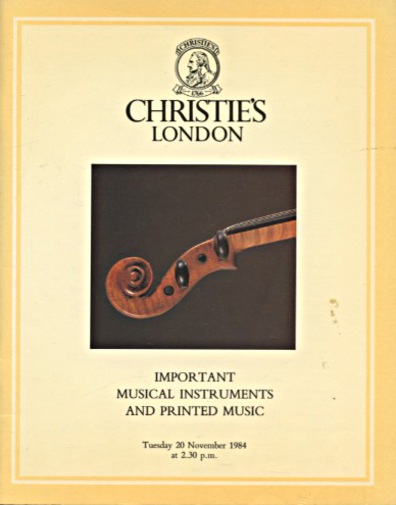 Christies 1984 Important Musical Instruments & Printed Music - Click Image to Close