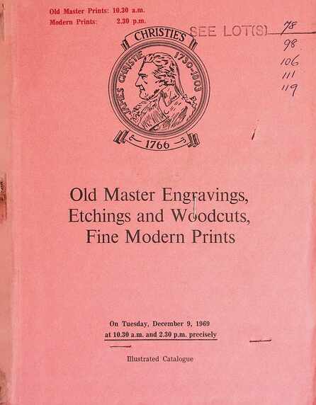 Christies December 1969 Old Master Engravings, Etchings & Woodcuts etc.