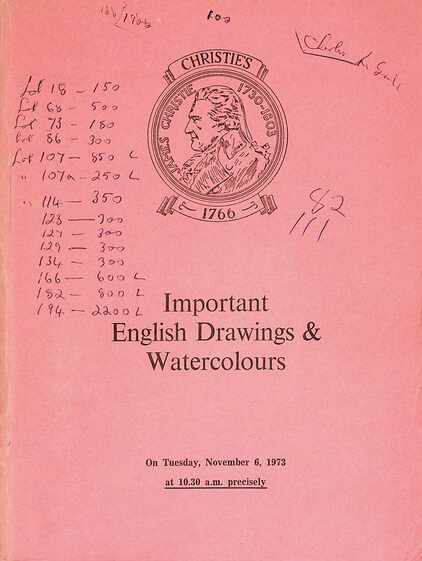 Christies November 1973 Important English Drawings & Watercolours