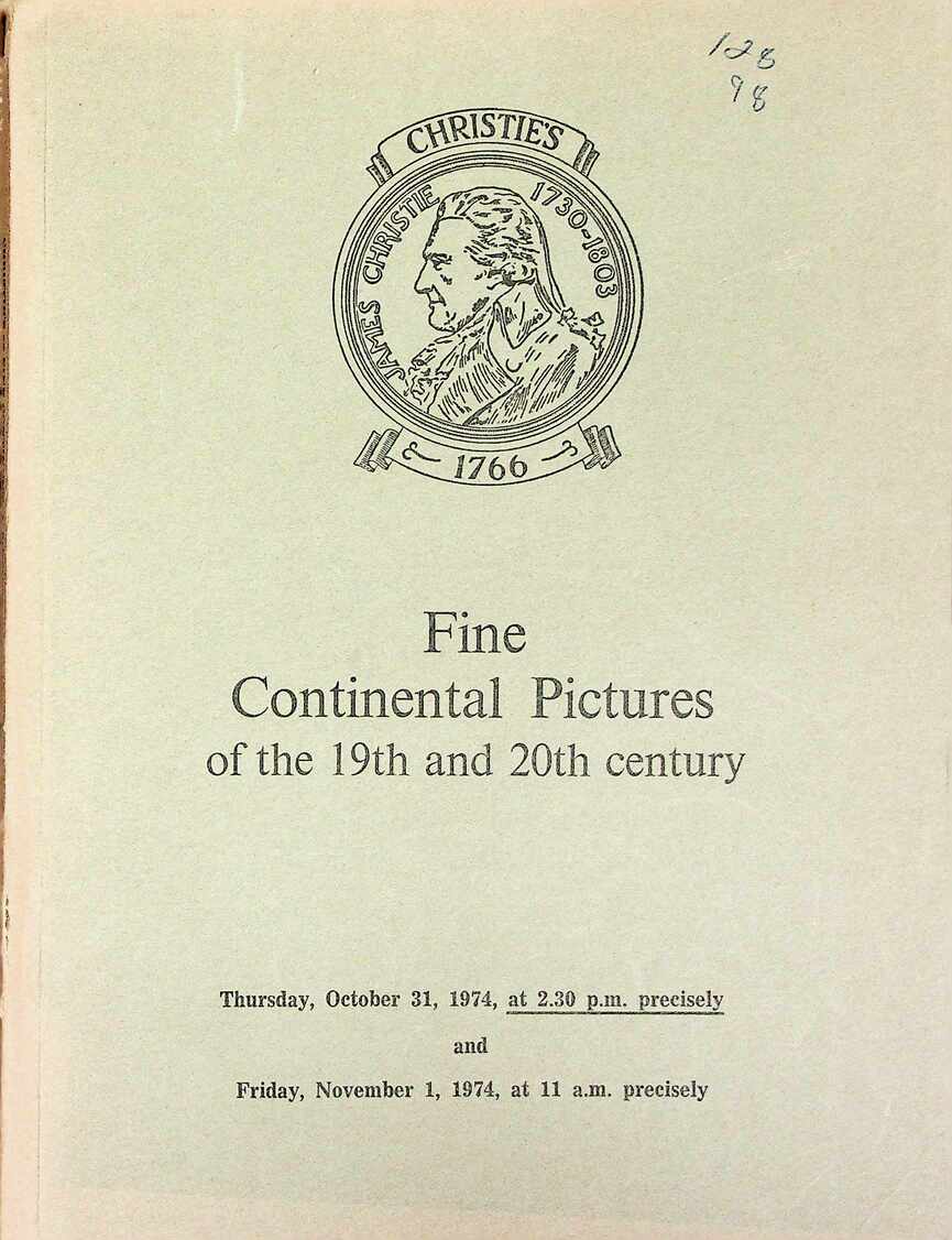 Christies October/November 1974 Fine Continental Pictures
