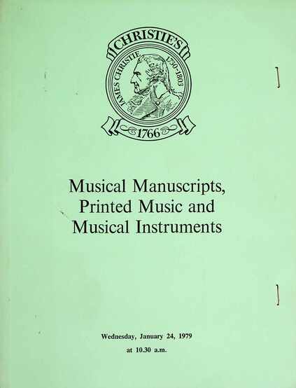 Christies January 1979 Musical Manuscripts, Printed Music etc.