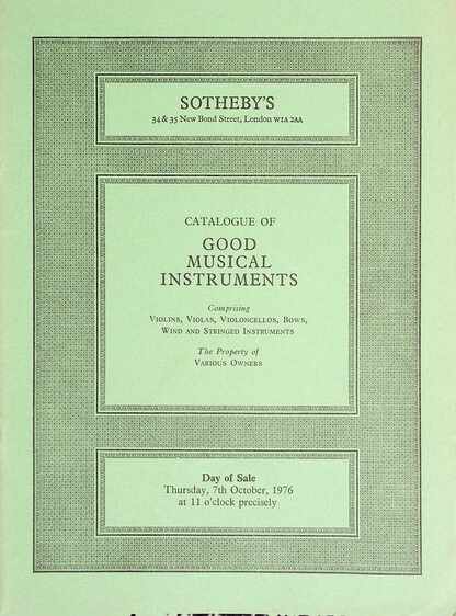 Sothebys October 1976 Good Musical Instruments