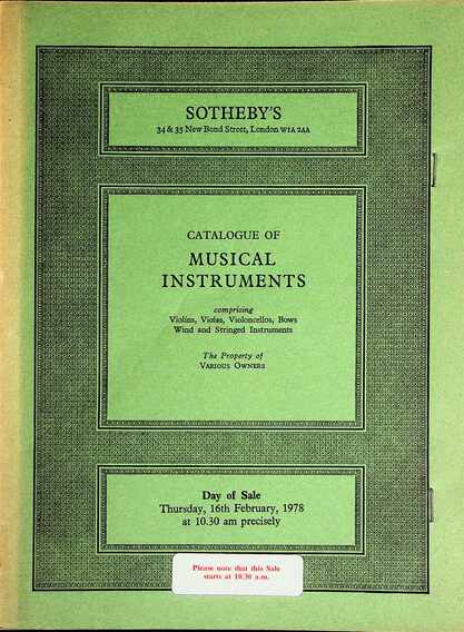 Sothebys February 1978 Musical Instruments