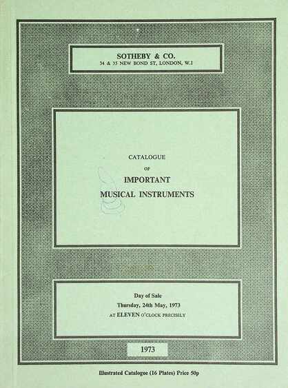Sothebys May 1973 Important Musical Instruments