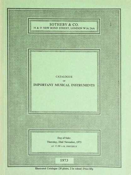 Sothebys November 1973 Important Musical Instruments