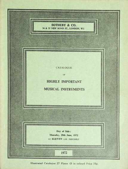 Sothebys June 1972 Highly Important Musical Instruments