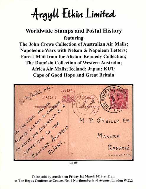 Argyll Etkin March 2019 Worldwide Stamps and Postal History etc.