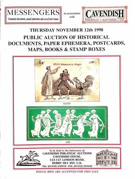 Cavendish Nov 1998 Public Auction of Historical Documents, Paper Ephemera etc.