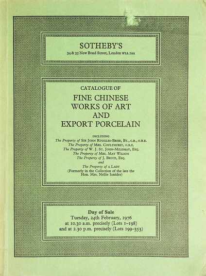 Sothebys February 1976 Fine Chinese Works of Art & Export Porcelain