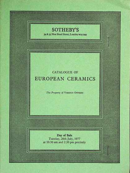 Sothebys July 1977 European Ceramics