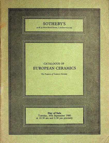 Sothebys September 1980 European Ceramics