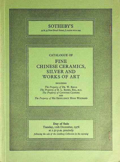 Sothebys December 1978 Fine Chinese Ceramics, Silver & WOA (Digital only)