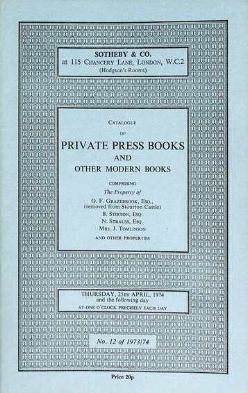 Sothebys April 1974 Private Press Books and Other Modern Books