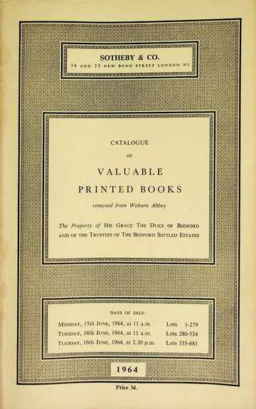 Sothebys June 1964 Valuable Printed Books