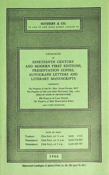 Sothebys July 1966 19th Century & Modern First Editions etc.