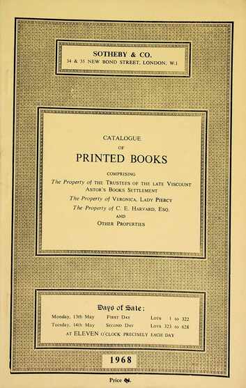 Sothebys May 1968 Printed Books