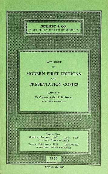 Sothebys April 1970 Modern First Editions & Presentation Copies