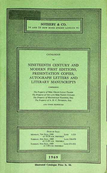 Sothebys July 1969 19th Century and Modern First Editions etc.