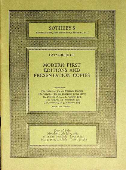 Sothebys July 1982 Modern First Editions & Presentation Copies