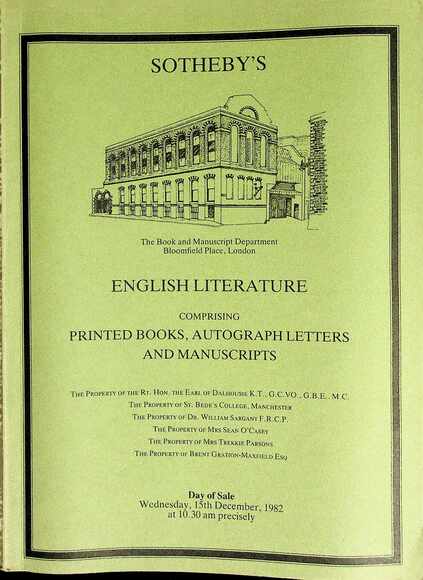 Sothebys Dec 1982 English Literature & Printed Books, Autograph Letters
