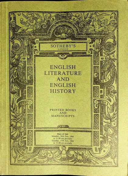Sothebys July 1984 English Literature & English History etc.