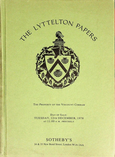 Sothebys December 1978 The Lyttelton Papers
