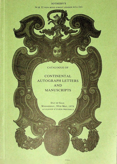 Sothebys May 1979 Continental Autograph Letters and Manuscripts