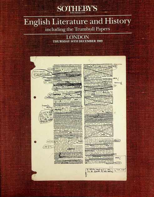 Sothebys December 1989 English Literature & History Inc. Trumbull Papers