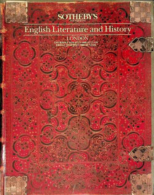 Sothebys July 1988 English Literature & History
