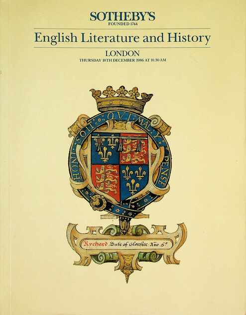 Sothebys December 1986 English Literature & History