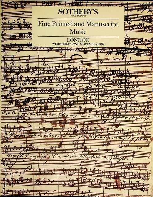 Sothebys November 1989 Fine Printed & Manuscripts Music