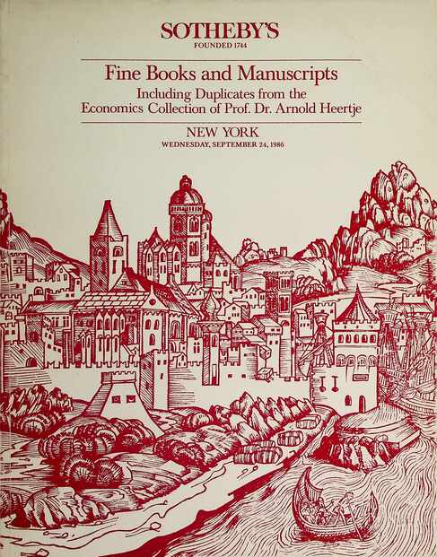 Sothebys Sep 1986 Fine Books & Manuscripts inc. Duplicates from the Economics