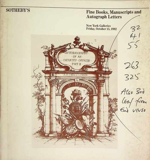 Sothebys October 1982 Fine Books, Manuscripts & Autograph Letters