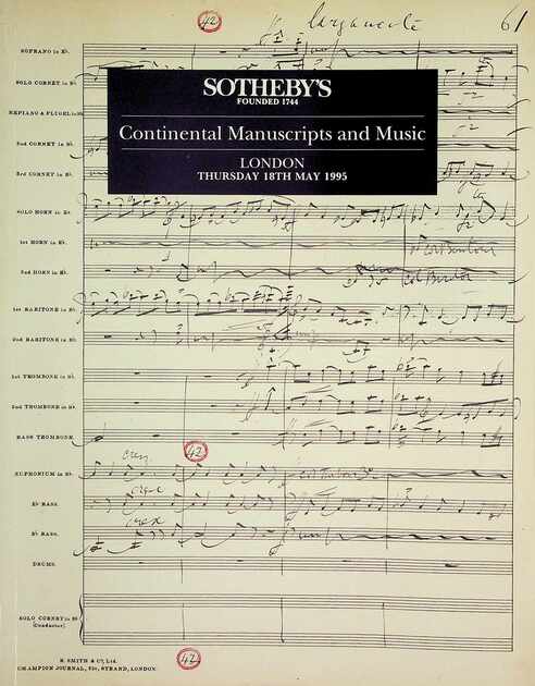 Sothebys May 1995 Continental Manuscripts & Music