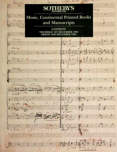Sothebys Dec 1994 Music, Continental Printed Books & Manuscripts