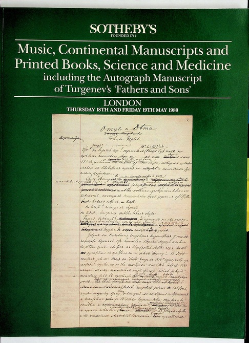 Sothebys May 1989 Music, Continental Manuscripts & Printed Books, etc