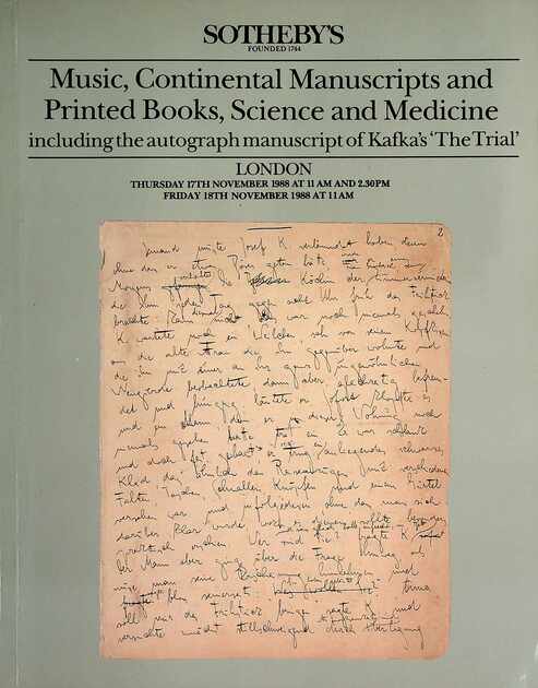 Sothebys Nov 1988 Music, Continental Manuscripts & Printed Books etc.