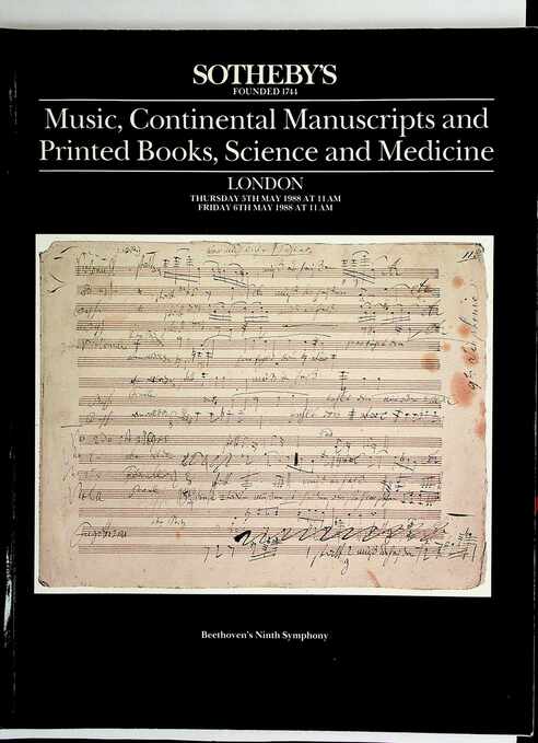 Sothebys May 1988 Music Continental Manuscripts & Printed Books