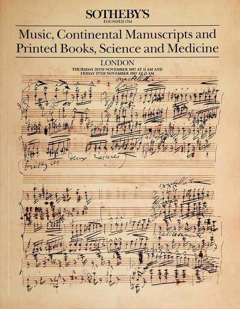 Sothebys Nov 1987 Music Continental Manuscripts & Printed Books