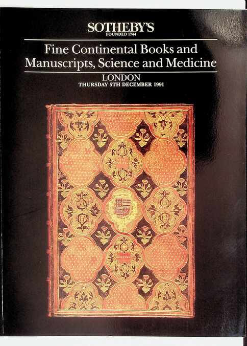 Sothebys Dec 1991 Fine Continental Books & Manuscripts, Science & Medicine