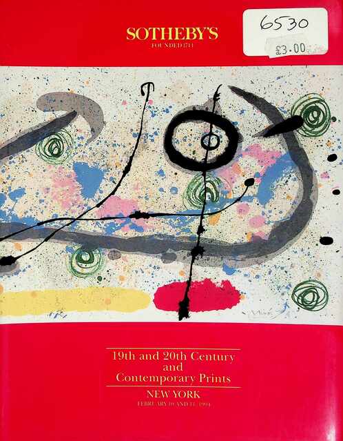 Sothebys Feb 1994 19th and 20th Century & Contemporary Prints (Digital only)