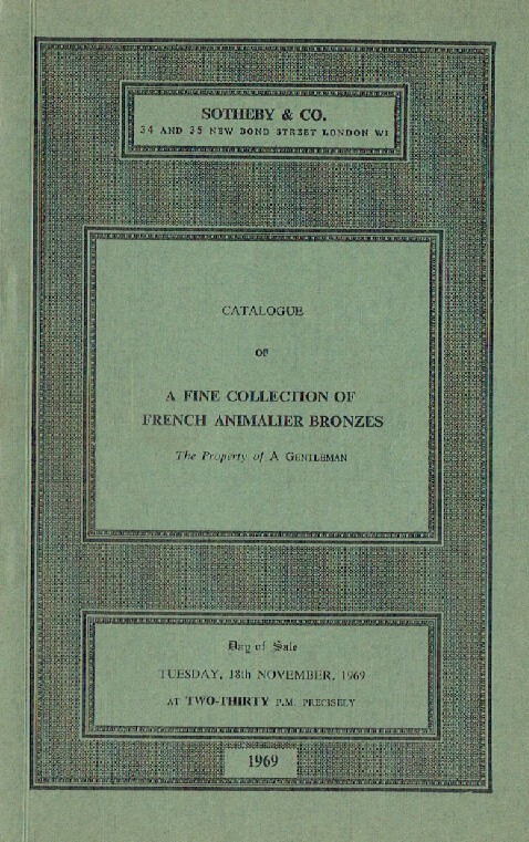 Sothebys November 1969 A Fine Collection of French Animalier Bronzes - Click Image to Close