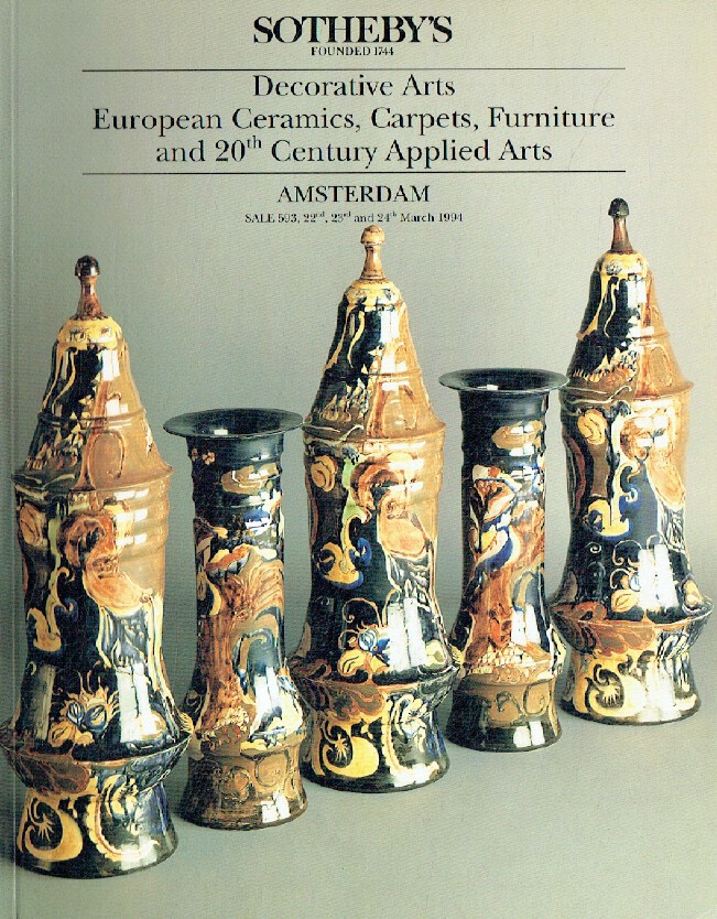 Sothebys March 1994 Decorative Arts, European Ceramics, Carpets & 20th C. Applie - Click Image to Close